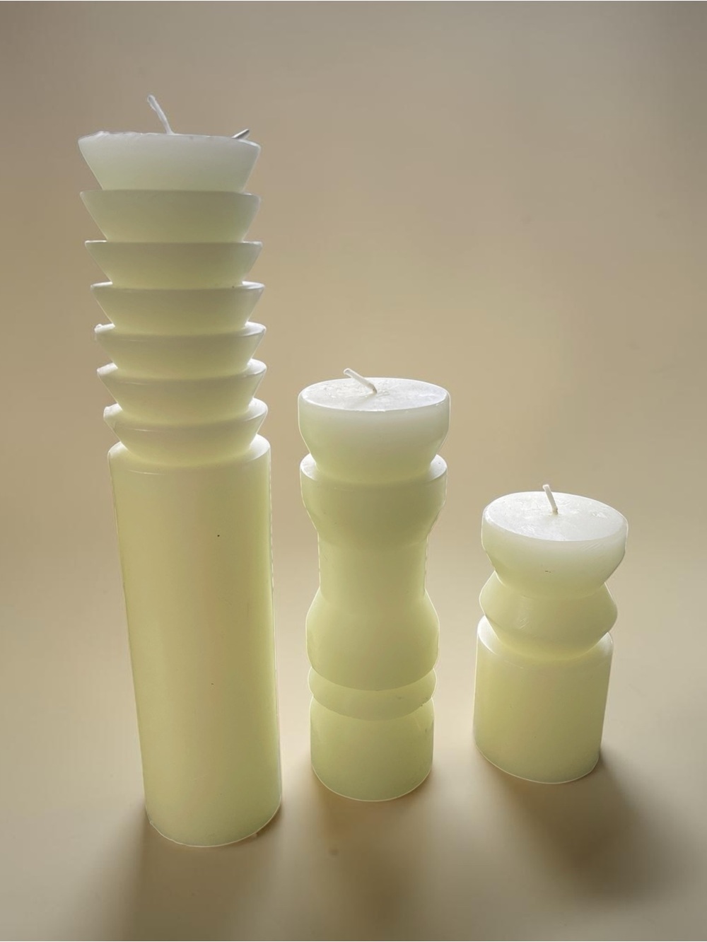 Areaware totem candles, set of 3, pre-owned, but never lit